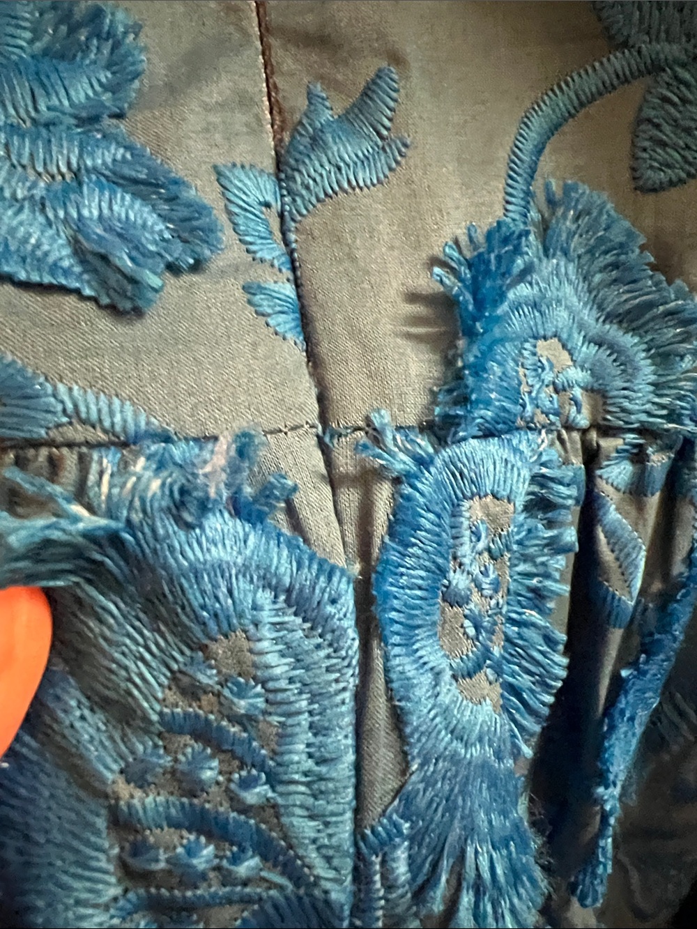 Blue Textured Floral Midi Dress - Picture 4 of 5